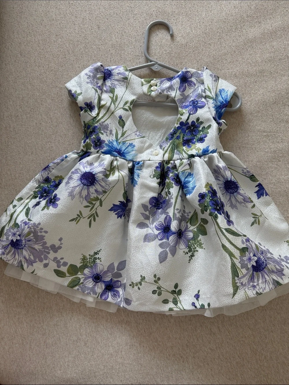 The Children's Place White Dress with Purple & Blue Floral Print